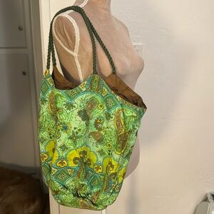 Y2K 2000s green Paisley tote beach bag